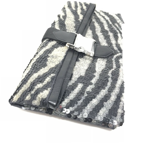 Le SportSac Remix Sequin Zebra Foldover Clutch
